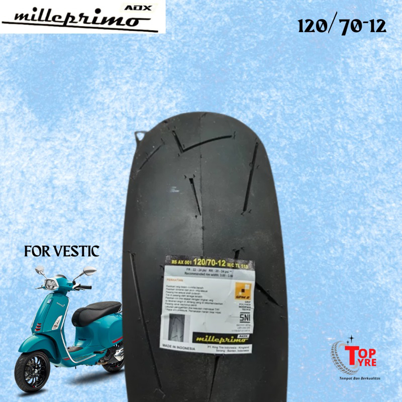 BAN MOTOR VESPA RING 12  ADX 120/70-12 (SOFT COMPOUND) TUBELESS  BAN MOTOR VESPA SPRINT DAN LAINNYA