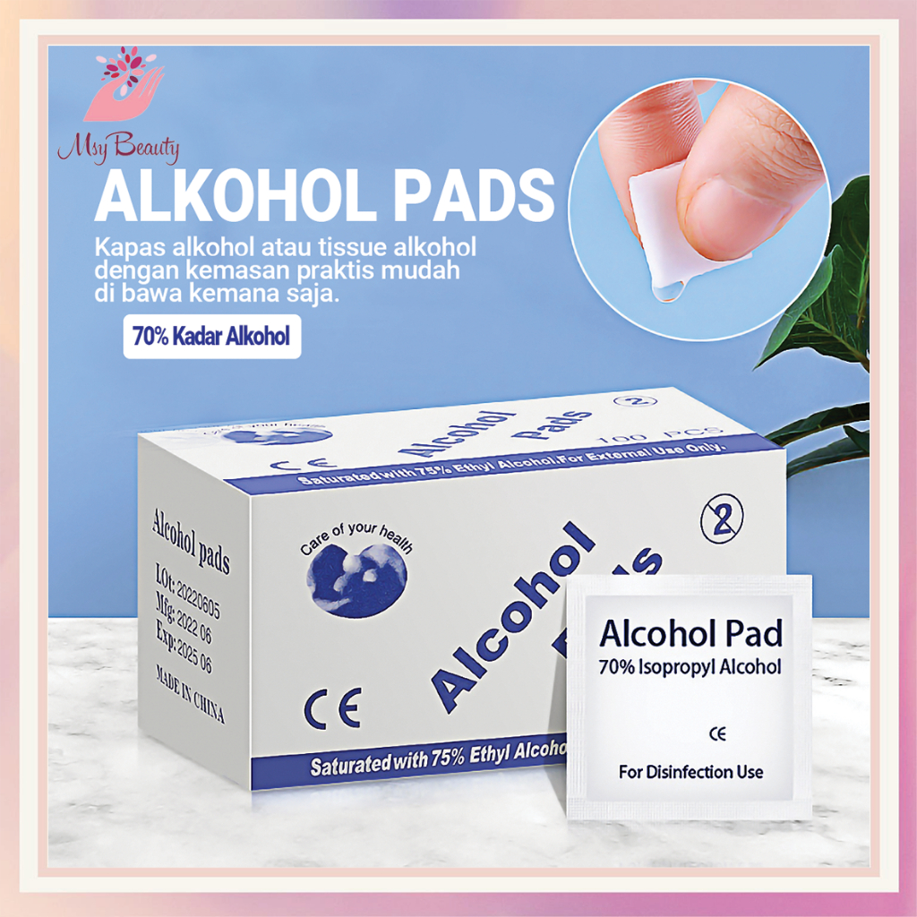 MSY Alkohol Pads Kapas Alkohol / Isi 100Pcs Tissue Alkohol/Tissue Alkohol 70%/Alkohol Swap