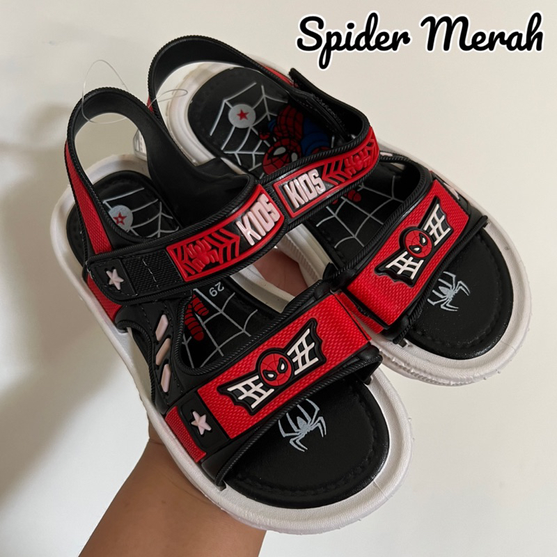 SANDAL VELCRO ANAK IMPORT MOTIF SPIDERMAN PEREKAT