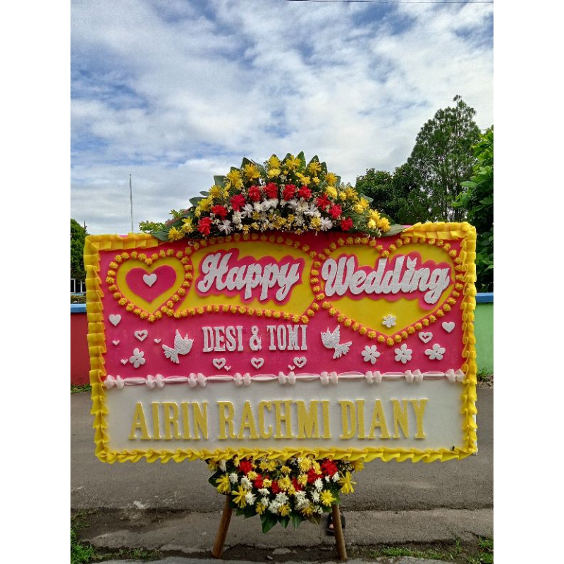 karangan bunga papan Happy wedding. serang, Pandeglang, Cilegon, Rangkasbitung