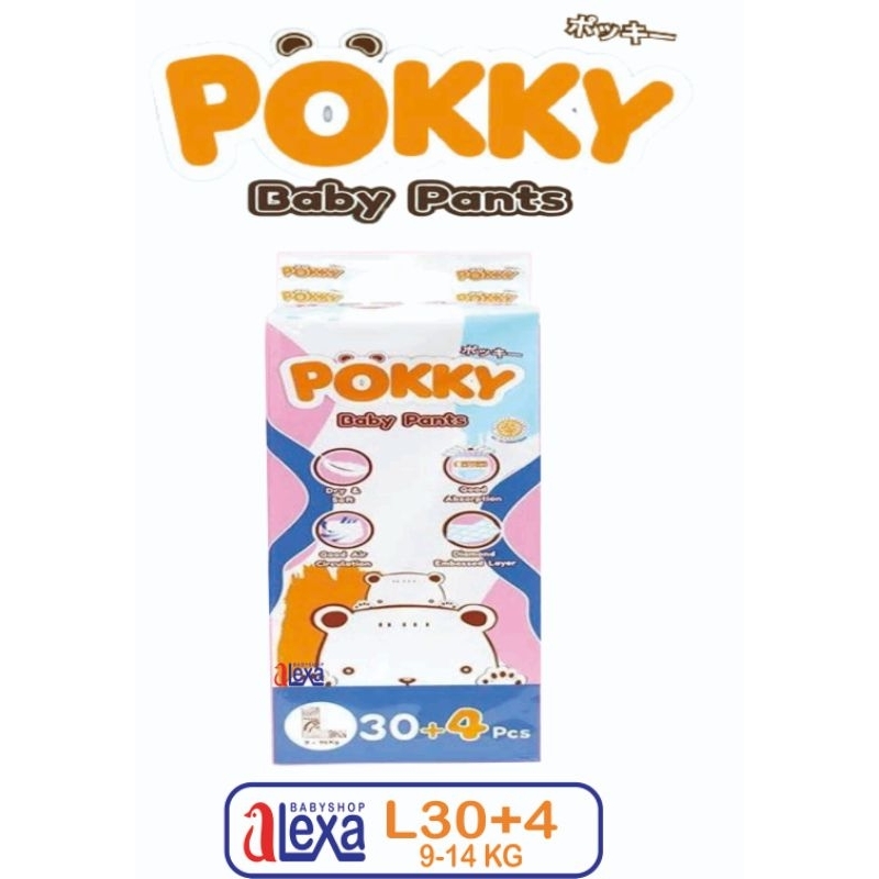 POKKY Baby Pants M34+4 L30+4 XL26+4 XXL22+4- Popok bayi celana