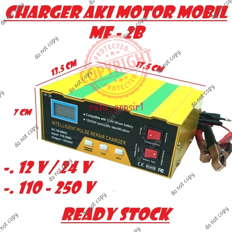 Charger Aki Mobil Motor 12V 24V DC 6-105AH MF-2B Smart Battery Charger