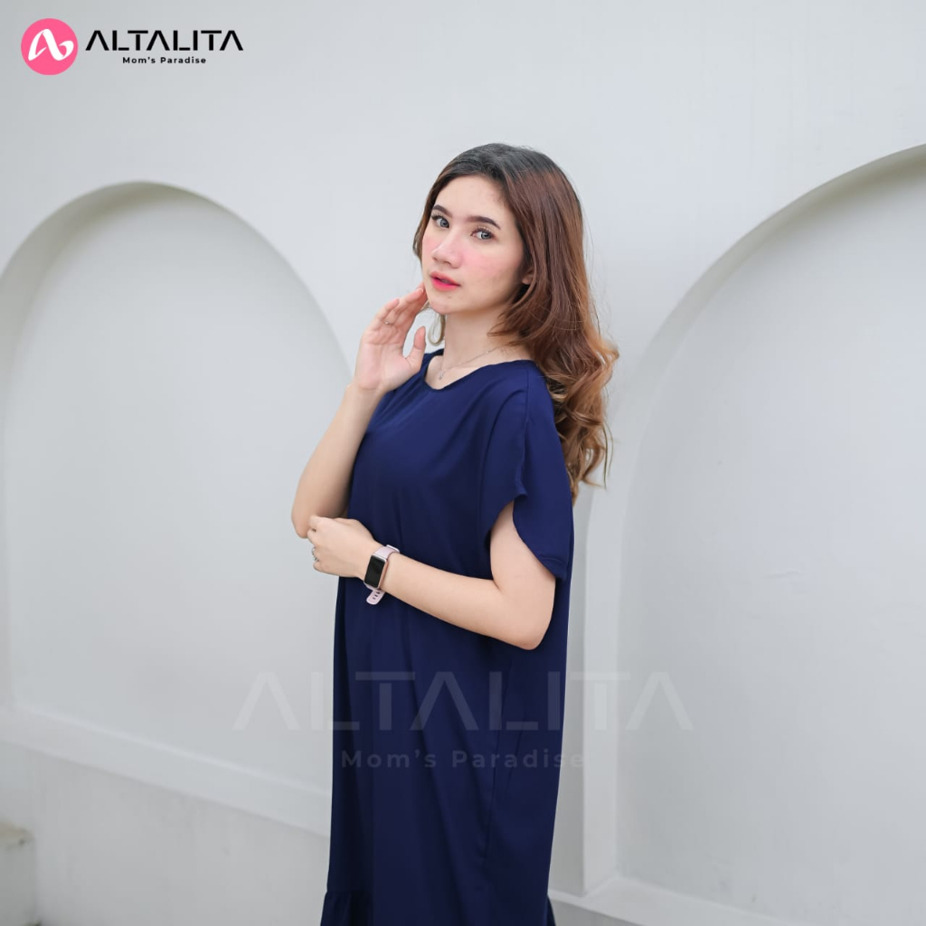 Altalita - Daster Polos Jumbo LD 120 Bahan Rayon Premium | Daster Viral Polos Kekinian Rempel Bawah | Daster Polos Panjang Selutut Non Busui