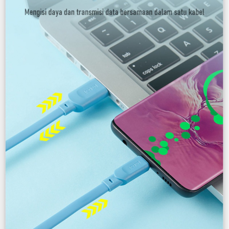 [ROBOT FLAT C] KABEL DATA TYPE C FAST CHARGING 2.4A ROBOT COLOURFULL CABLE CHARGER USB TYPE C 100CM