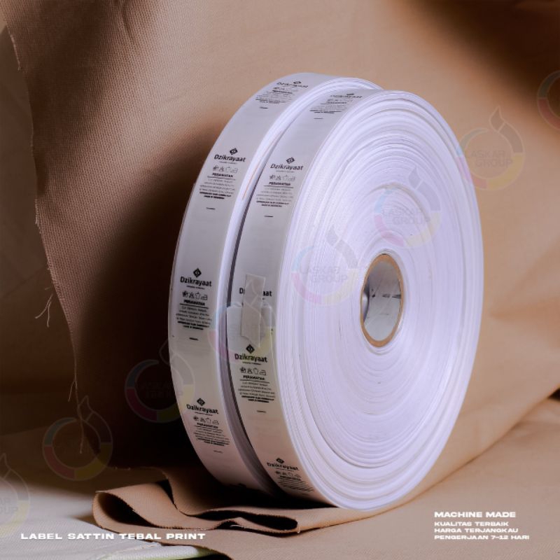 Label satin rajut, satin tebal