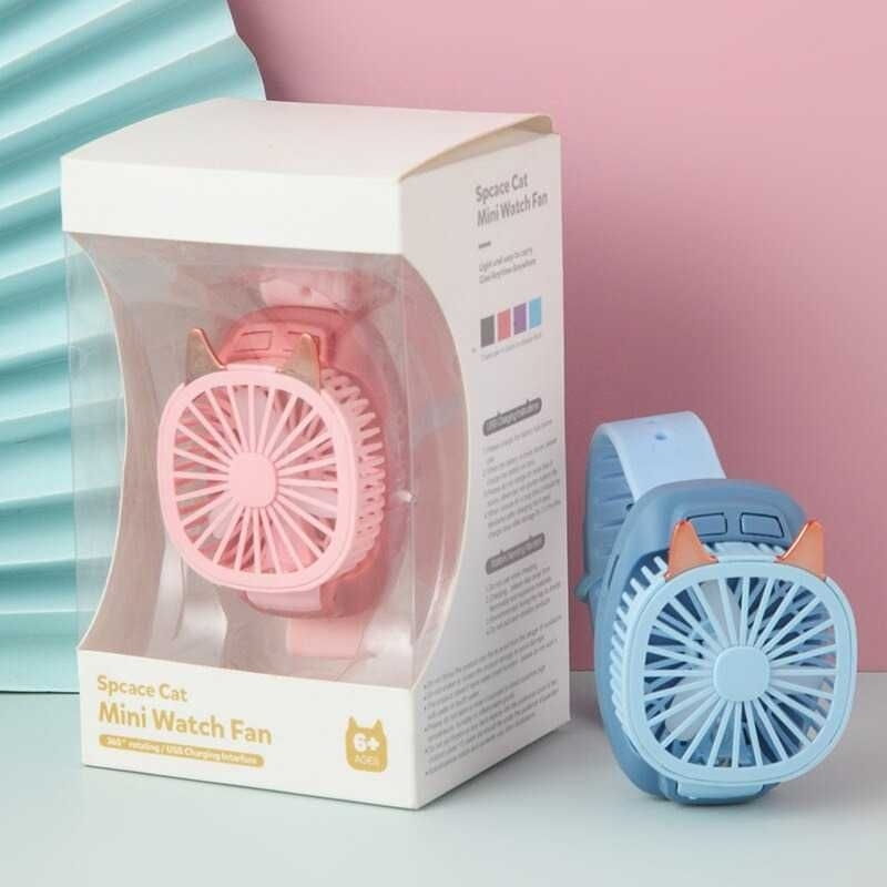 HUANJI Kipas Angin Jam Tangan Portable Fan watch - FY046 Biru