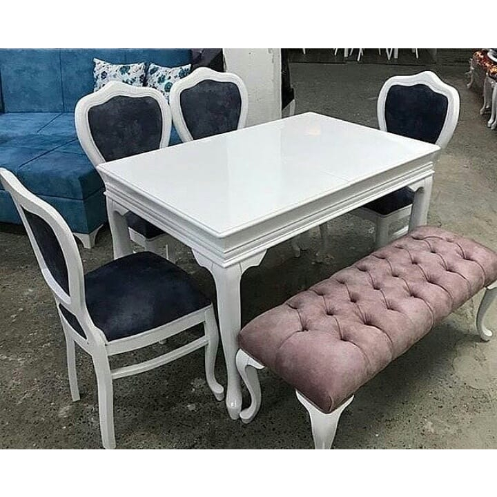 Set Kursi Makan Kayu Mahoni 1 Bangku Panjang