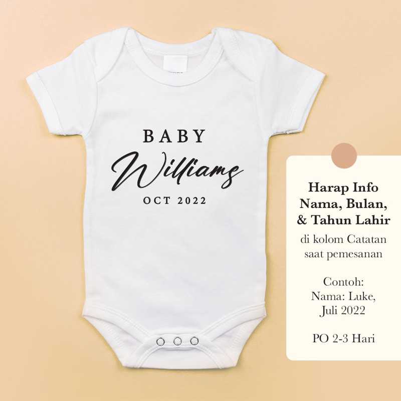 Custom Jumper Bayi | Custom Nama Baju Bayi | Jumpsuit Bodysuit Bayi Cetak Nama