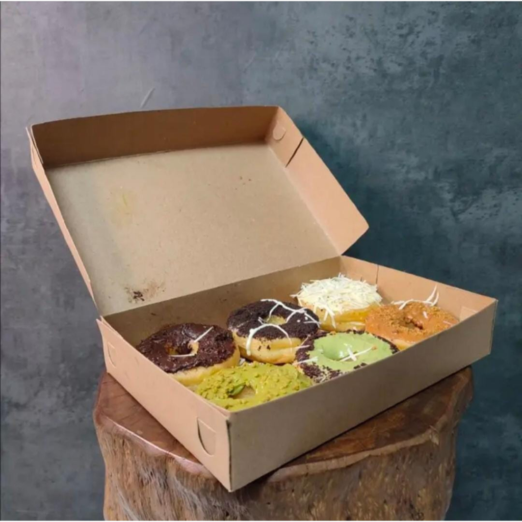 

Box donat isi 6 kraft laminasi packaging donat dus kemasan donat