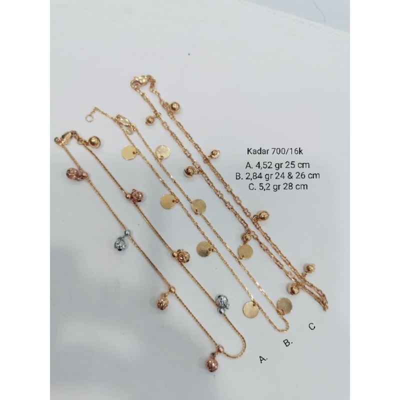 Gelang Kaki emas kadar 700/16k