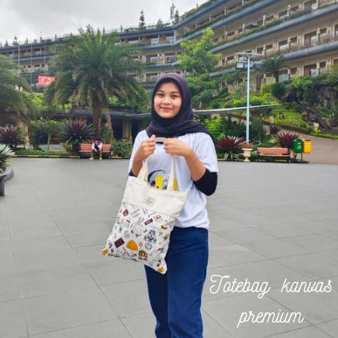 Tote Bag Resleting Kuliah Wanita model Totebag Vintage bahan Kanvas polos dan canvas motif bisa custom untuk tas nudie bag Seminar gift dan souvenir pernikahan dll