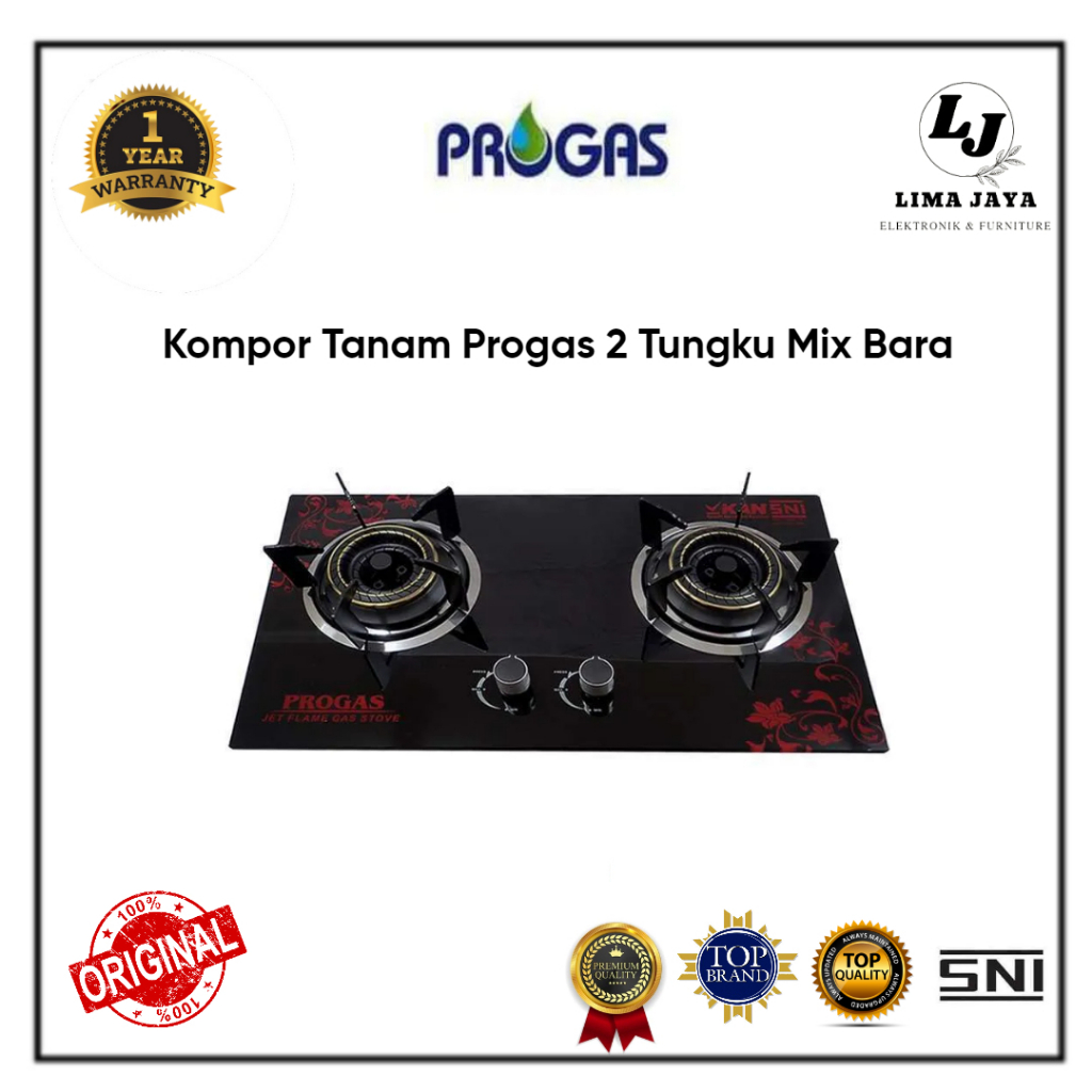 Kompor Gas Tanam 2 Tungku Progas Mix Bara Kompor Tanam