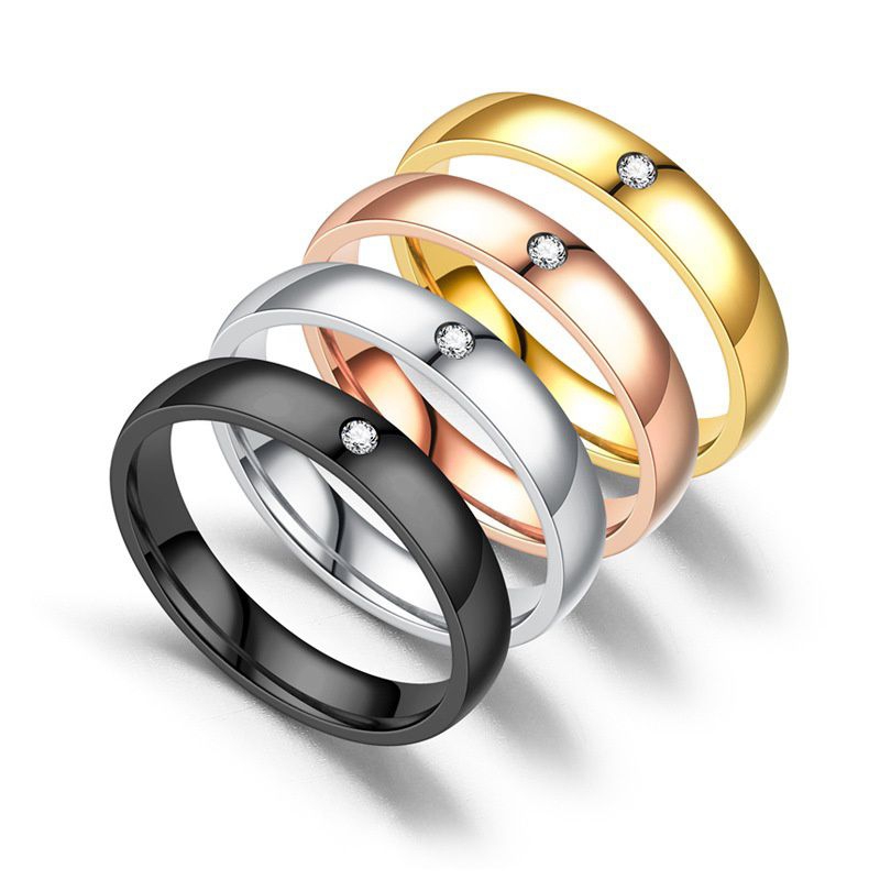 CINCIN TITANIUM Gold Hitam Silver Mata Satu Couple/ Pasangan Harga satuan