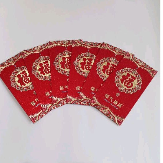 

Angpau Fuk Cantik Mewah Bahan Gliter Premium 17x9cm isi 6