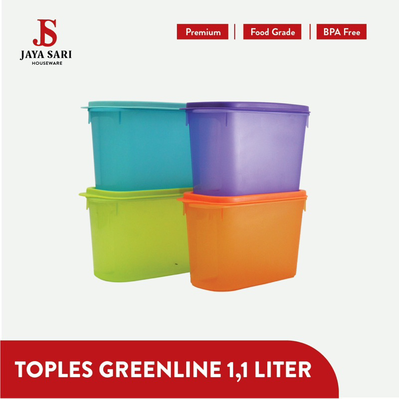 Toples Sealware Food Storage Greenline Persegi Tinggi 1100ML