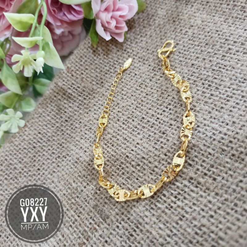 Gelang Yaxiya rantai Pecah Kopi Bunga 24k G08227