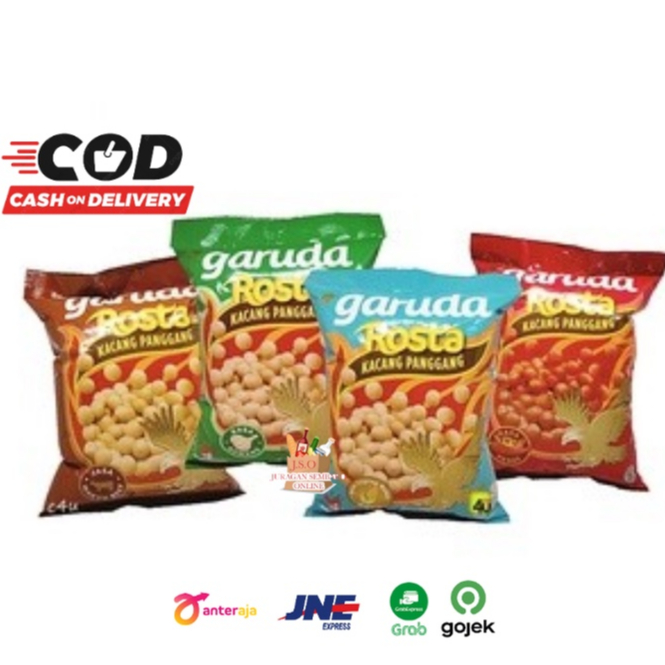 ( JSO ) Garuda Rosta Kacang Panggang 10 pcs x 12gr Rasa Bawang Pedas Jagung Manis All Varian Rasa Snack Cemilan Anak Murah