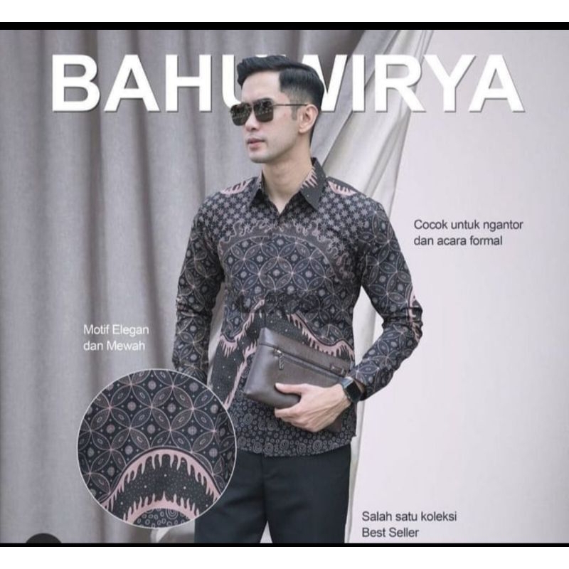Kemeja batik pria lengan panjang SLIMFIT modern motif BAHUWIRYA lapis furing