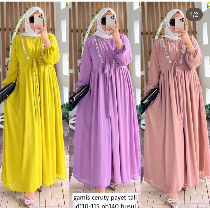 Mahesa_store | Gamis ceruty payet tali