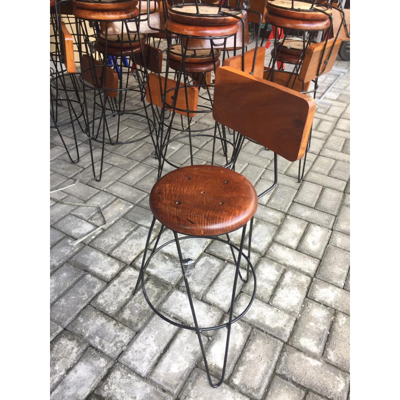 Kursi Kayu Besi Sandar / Kursi Cafe Restaurant / Kursi Bar Sandaran Kayu