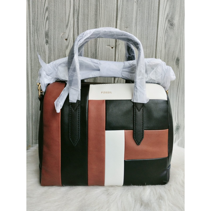 Tas Fossil Original Sydney Satchel Black Multi Patchwork