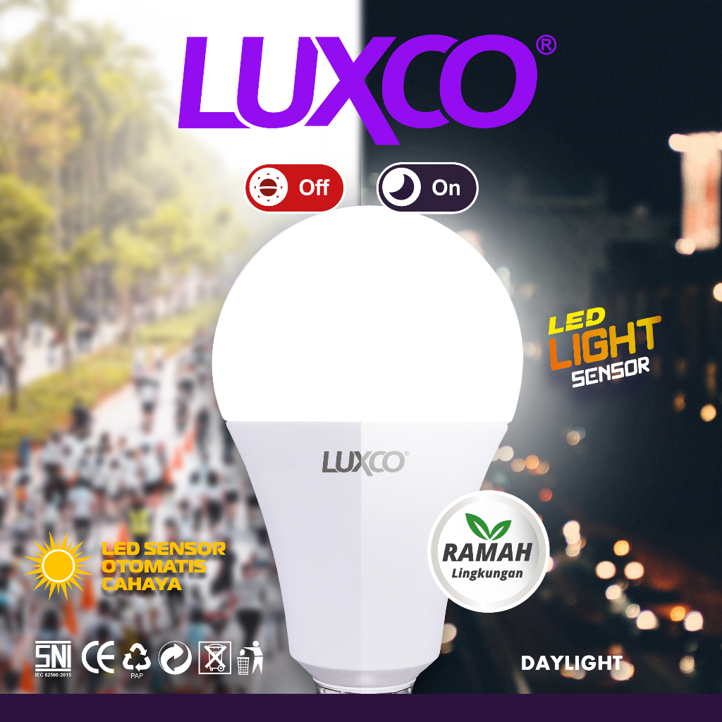 &quot;45RB TERANG BENDERANG&quot; Lampu Led Sensor Otomatis Menyala Saat Kondisi Gelap Merk Luxco 15WATT, 20 WATT, 25 WATT&amp; 30 WATT FREE ONGKIR