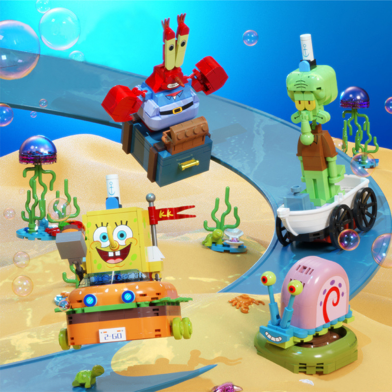 Mainan Balok SpongeBob SquarePants Edukasi Karakter Kartun Mainan Balok DIY 3D Puzzle Brick Mini