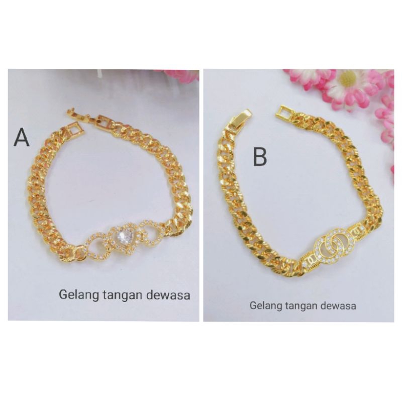 DS329. Gelang tangan xuping wanita lapis emas dgn mata zircon model rantai