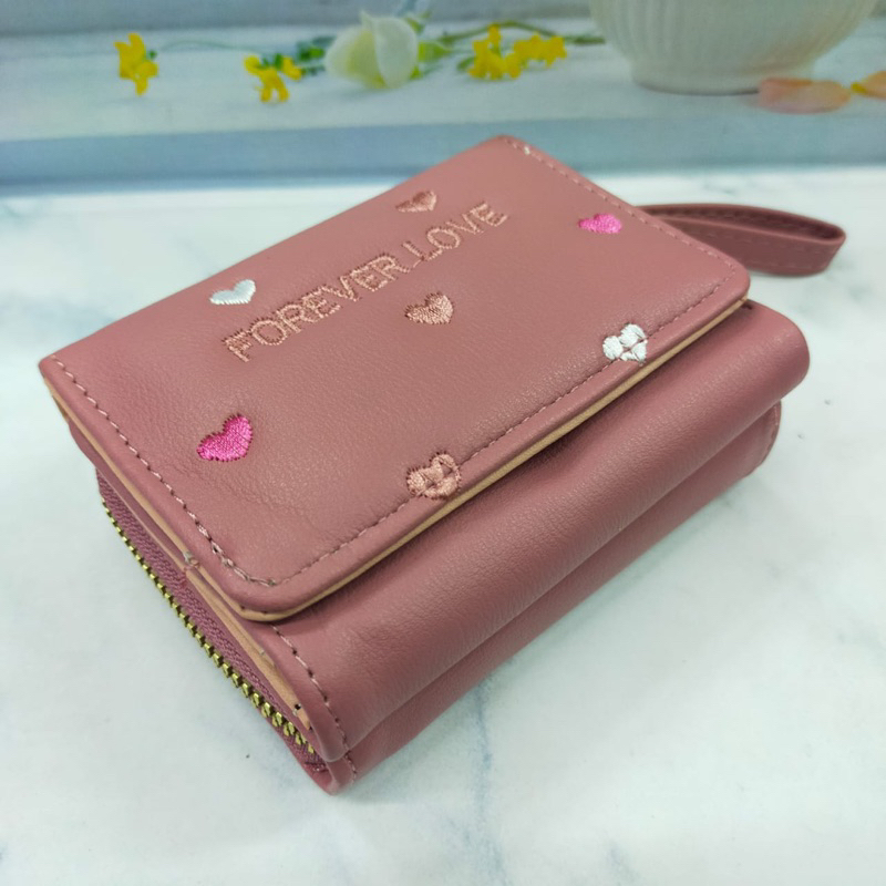 DOMPET WANITA LIPAT RESLETING BORDIR KOREA FOREVER YOUNG