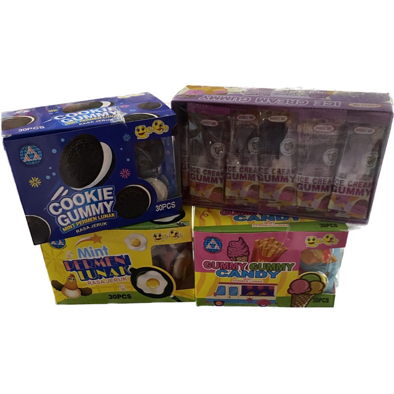 PERMEN LUNAK BERANEKA BENTUK OREO ESKRIM KENTANG TELOR ISI 30