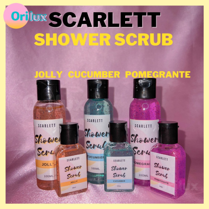 shower scrub mini size scarlett travel size share in bottle | share in jar body wash | scarlett joll