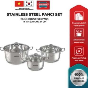Sunhouse Panci Set Stainless Steel (SHG788) 1 set