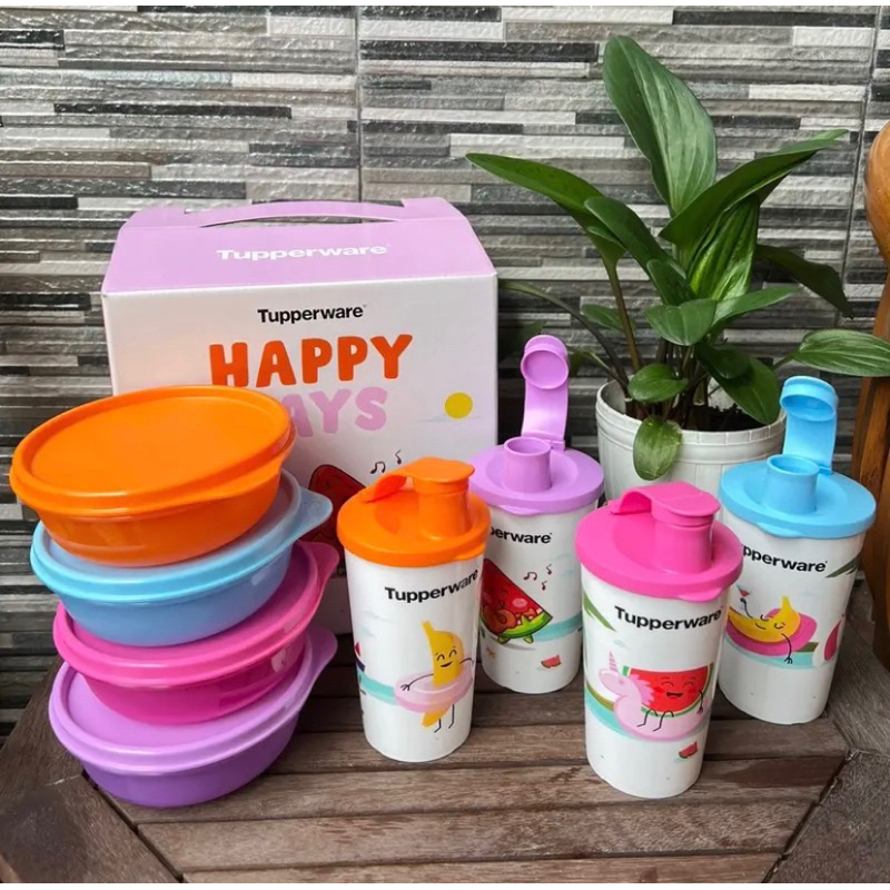 HAPPY DAY SET TUPPERWARE PAKET BEKAL ANAK ISI 4SET/ LUNCH BOX SET