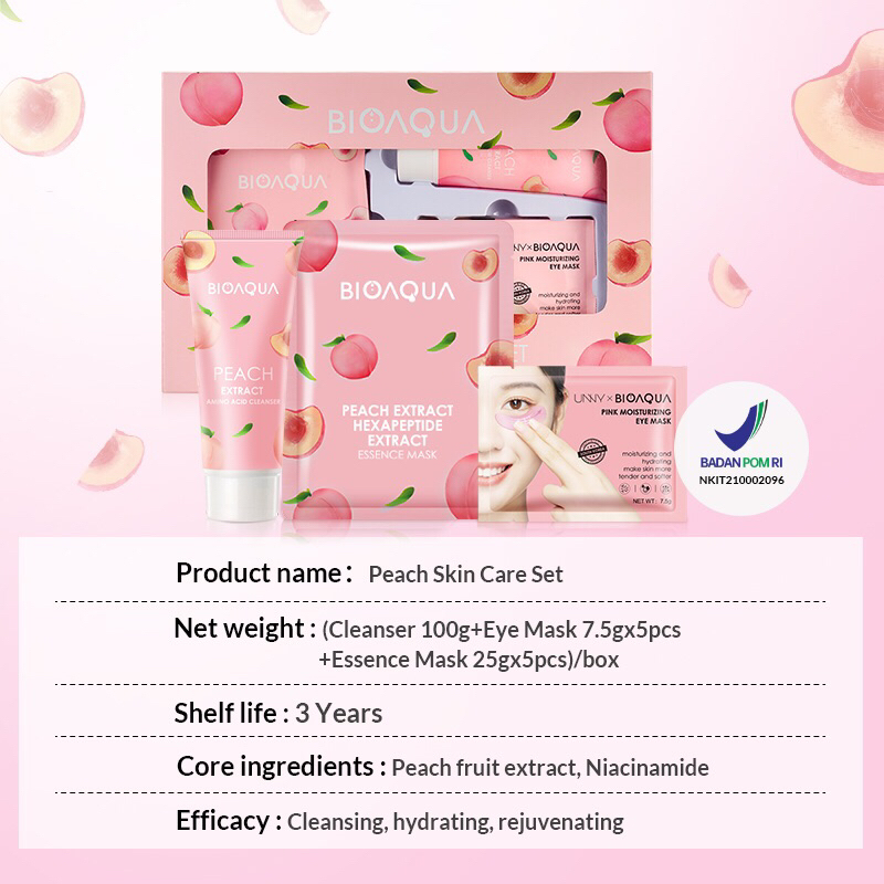 [BISA COD] BIOAQUA Peach Skin Care Series Set - Set Skincare Bioaqua - Bioaqua Set - Paket Seserahan Bioaqua