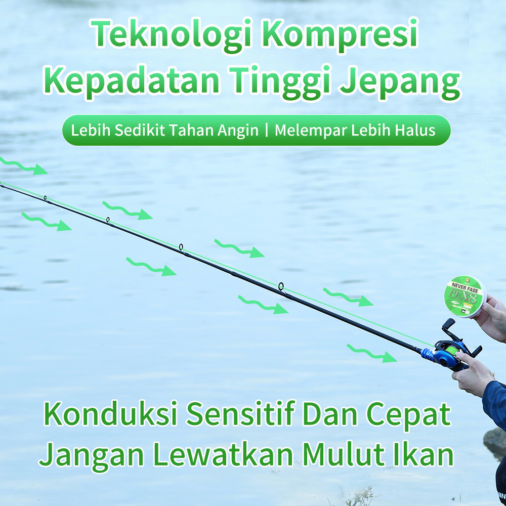 Senar Pancing x8 PE 200m Jepang Never Fade Jalinan Fishing Line Super Kuat Tahan Bahan