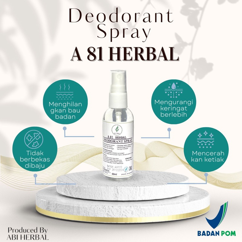 A 81 Herbal Deodorant Spray/Tawas Cair 60ml non Alkohol Penghilang Bau Badan dan Bau Ketiak