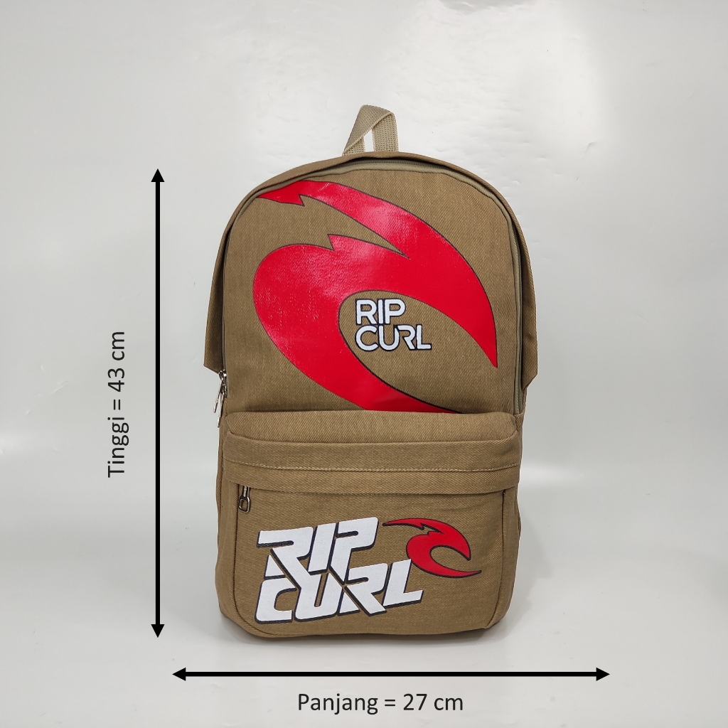 Tas Ransel Pria Dewasa Premium Rip Curl Cokelat Muda Original Baepack / Tas Backpack Cowok / Tas Punggung / Tas Sekolah / Tas Kanvasa