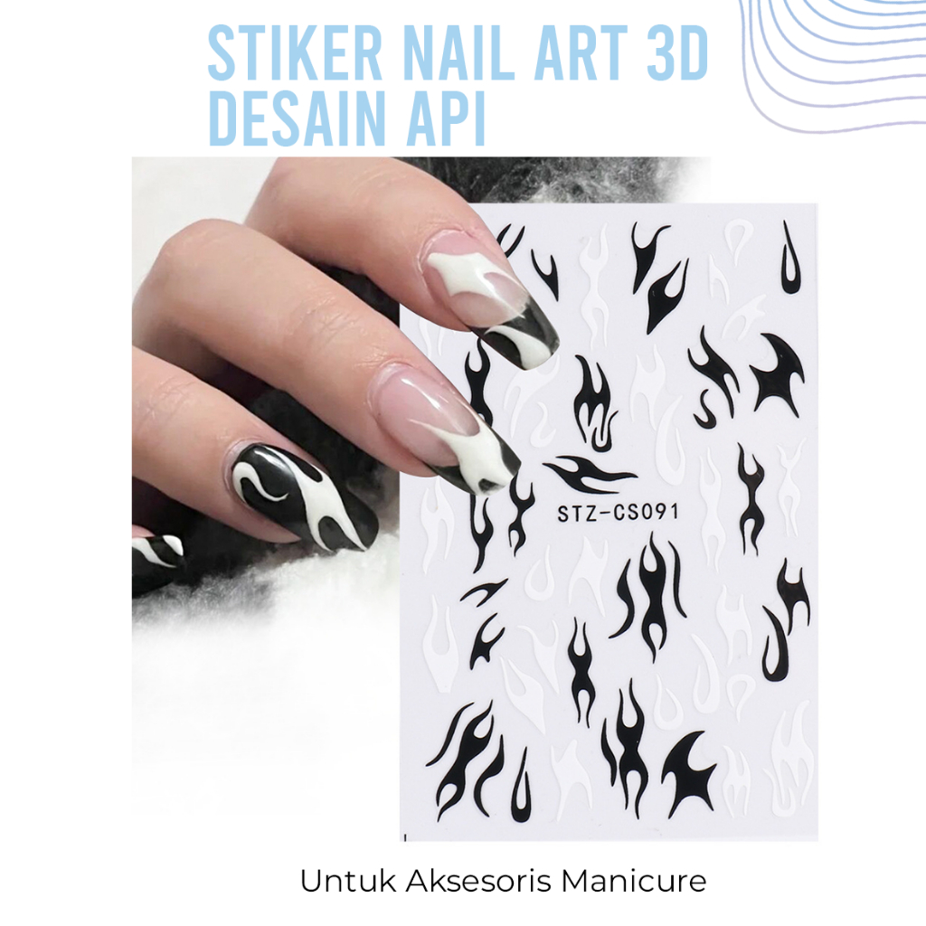 [ COD ]  Stiker Nail Art 3D Desain Api Untuk Aksesoris Manicure/For nail art Decoration/Motif Fire