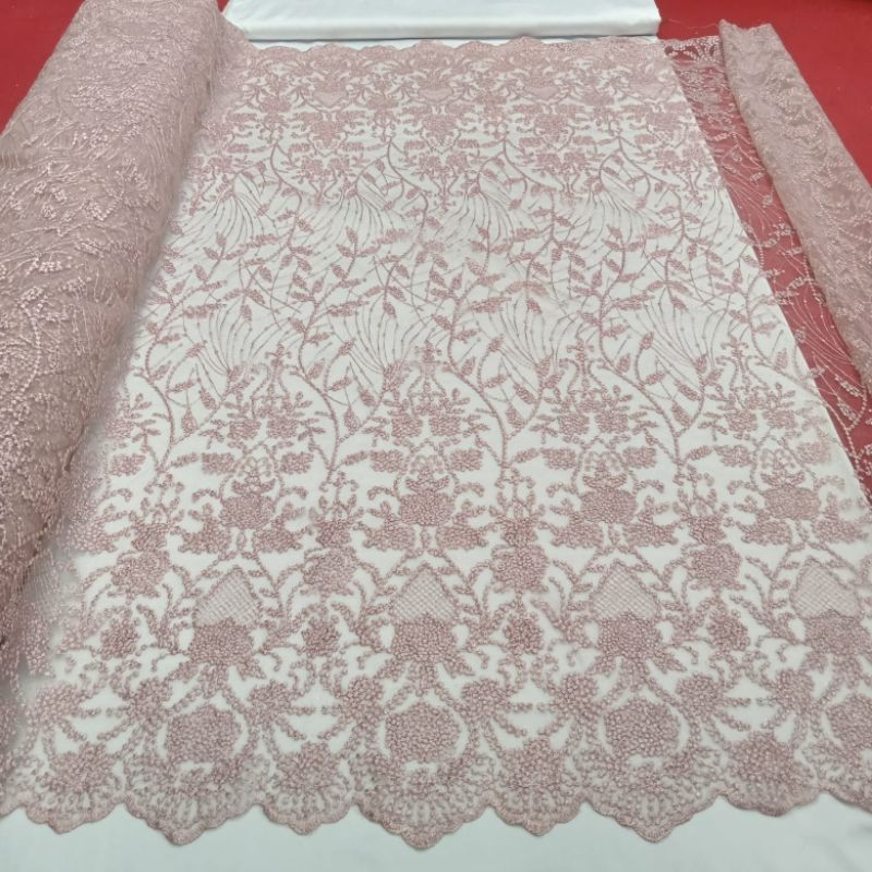 Bahan Kain Tille Bordir Sulam