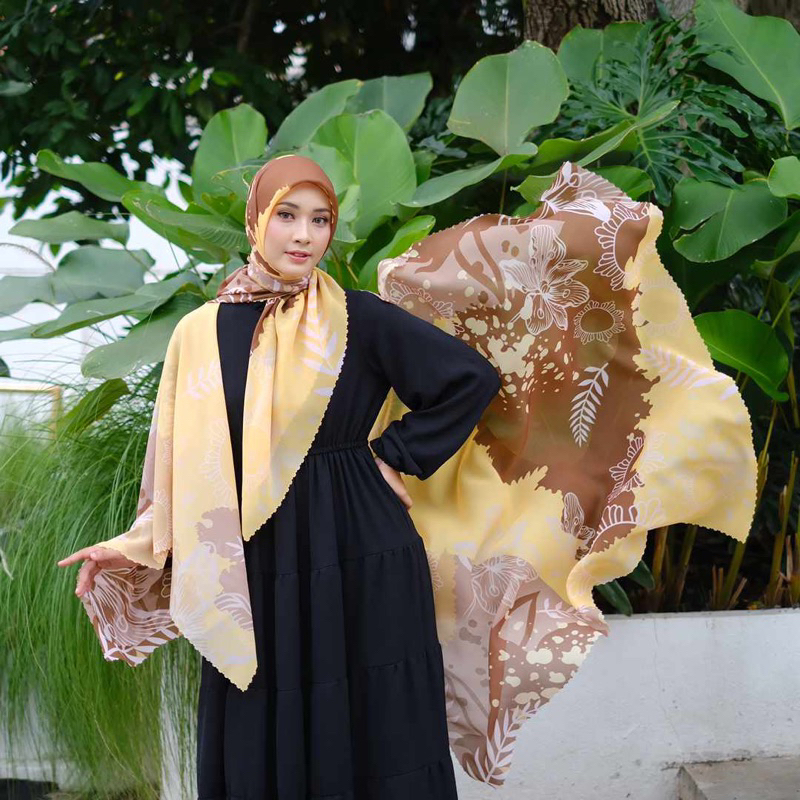 Hijab Poton 120 cm PREMIUM lasercut / Jilbab lasercut Elnara Series