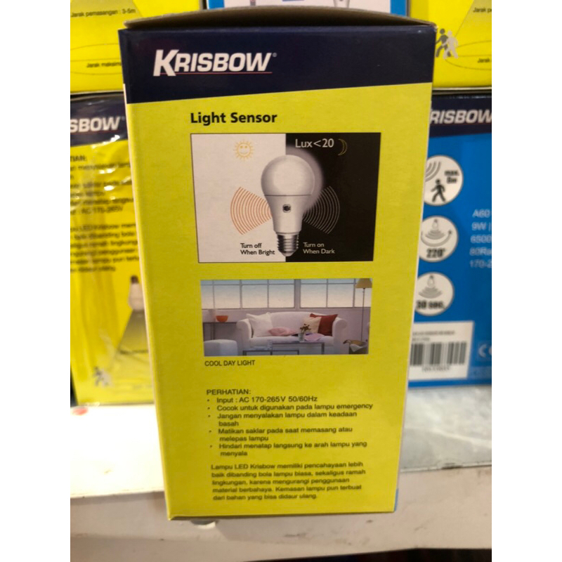 KRISBOW BOHLAM LAMPU LED SENSOR CAHAYA 9WATT PUTIH/ACE KRISBOW BULB LED DAYLIGHT SENSOR 9W/LAMPU PLAFON/ LAMPU LED HEMAT ENERGI/ACE BOHLAM LAMPU LED BERGARANSI