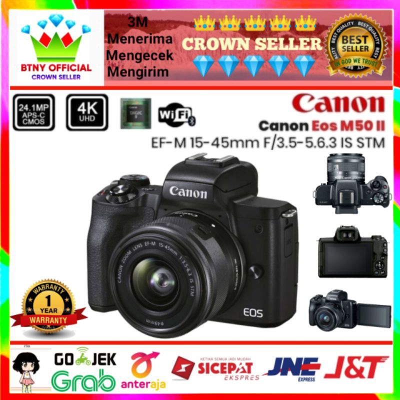 Canon EOS M50 Mark II Kit 15-45mm Canon m50 mark2 kit - Unit Only