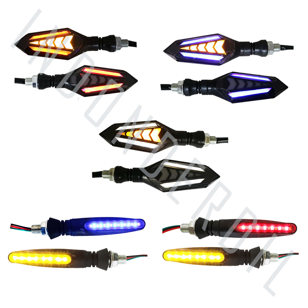 Lampu Sein-Sen Motor LED Running-Runing-Lari-Panah Lancip 2 Sisi-Warna Universal Motor Vario-Vixion-CB150-MegaPro-Verza-PCX-DLL