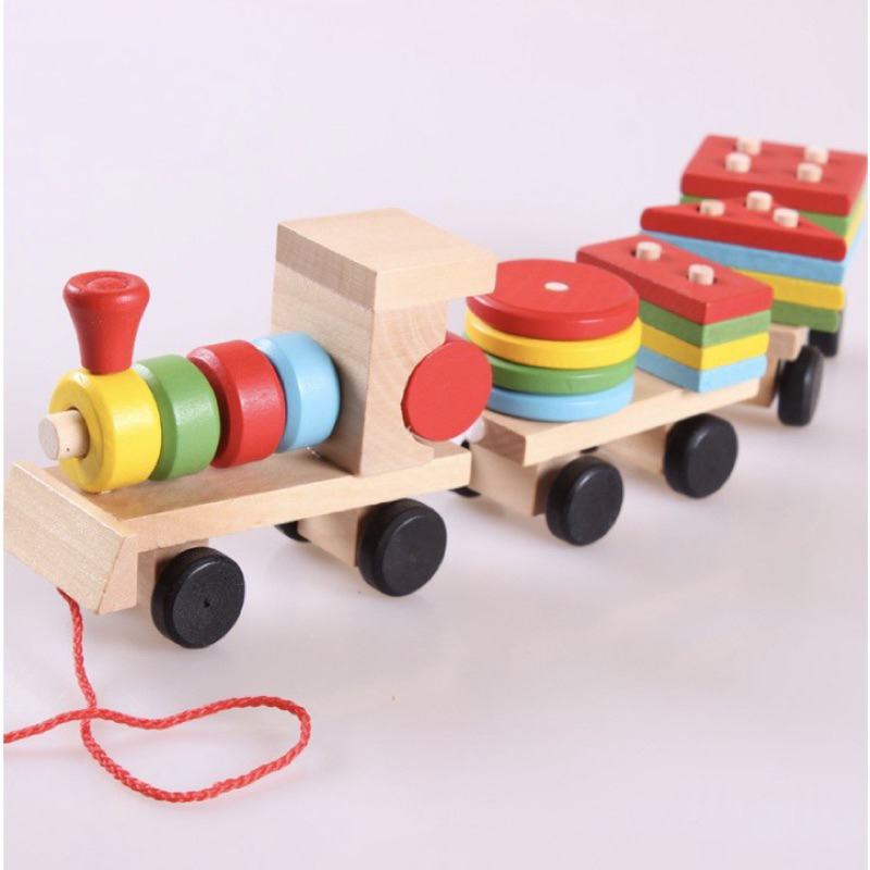 Wodden Shape Matching Train Mainan Balita Wooden Toys Mainan Kayu Puzzle Kayu Anak Matching Shape Ma