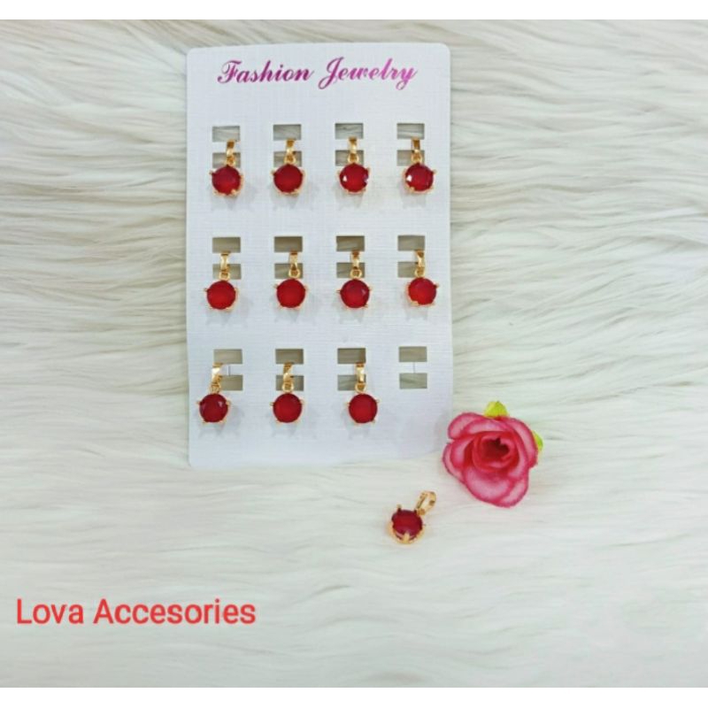 Liontin Batu Merah Super Mewah Lapis Emas 24k