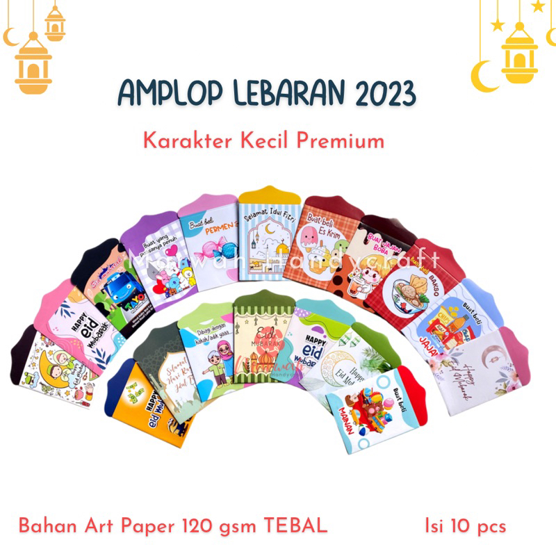 Jual Amplop Lebaran Motif Karakter Kecil Bahan Art Paper Gsm Tebal Premium Amplop Lebaran