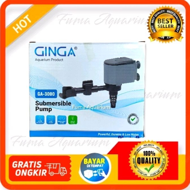 GINGA 3000 GA-3000 Pompa Celup Filter Air Aquarium Kolam Low Watt Submersible Pump Power Head