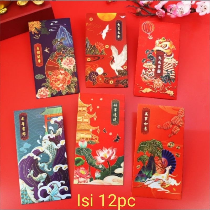 Ampau Premium Motif 3D Glossy Art Paper Hongbao Panjang Mewah Angpau Unik Cantik