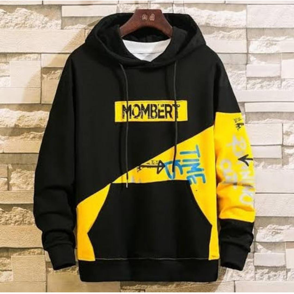 HOODIE SWEATER MOMBERT IS TIME CEWE COWO KEKINIAN HITAM MERAH