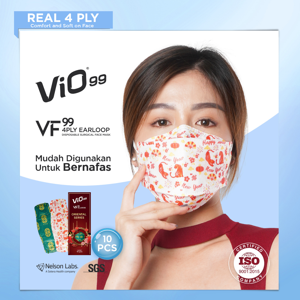 Vio VF99 Mask '10S 4 Ply Earloop Imlek masker imlek edition isi 10 pcs filtrasi 99%